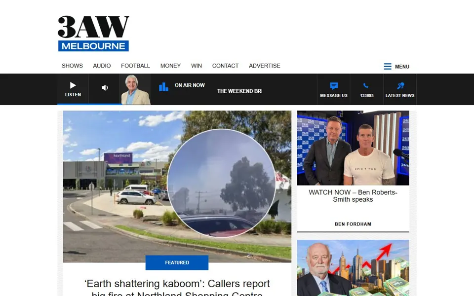 3AW website screenshot