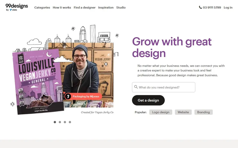 99designs website screenshot