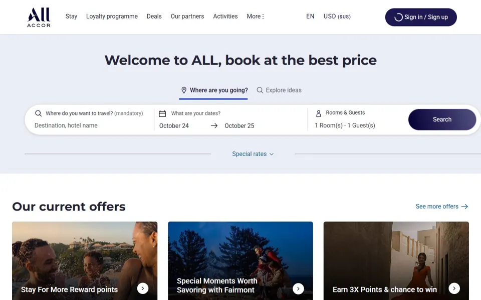 Accor website screenshot