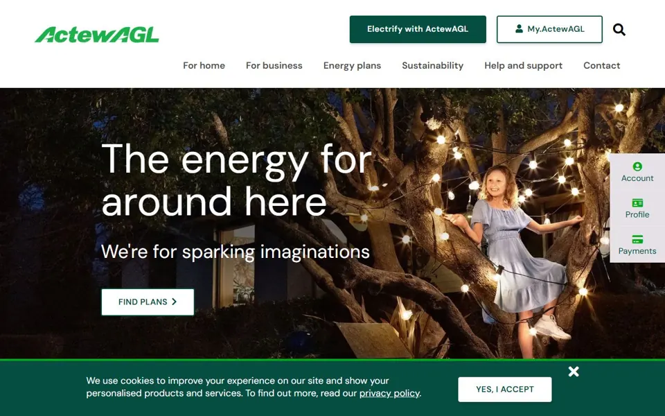 ActewAGL website screenshot