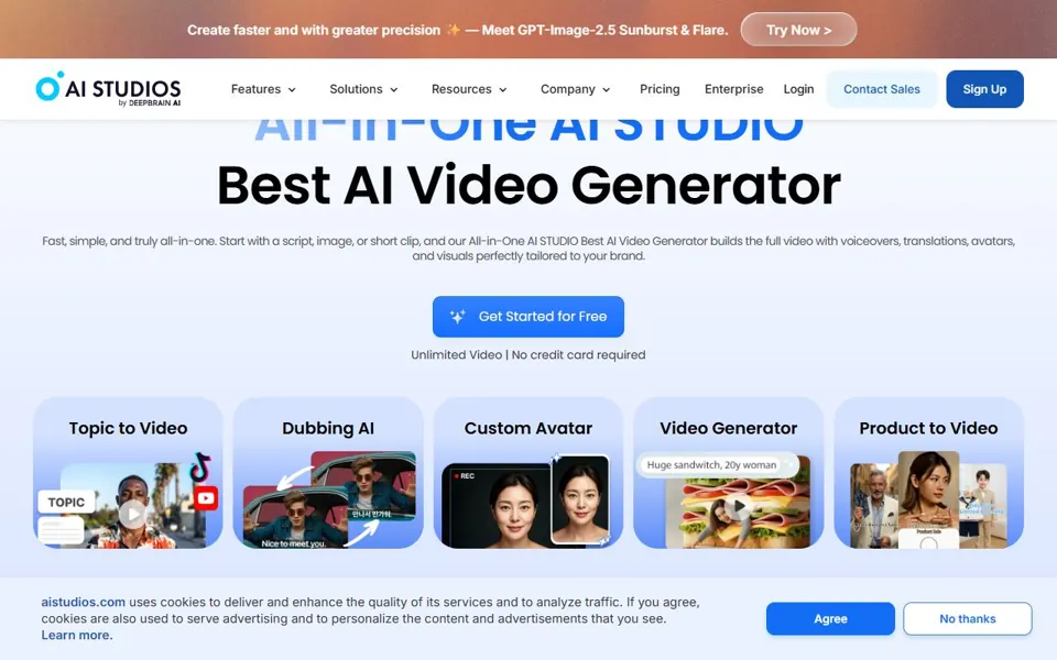 AI Studios website screenshot