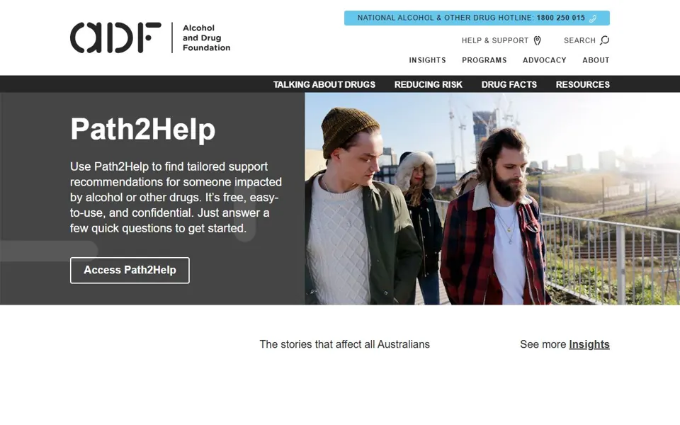 Alcohol and Drug Foundation website screenshot