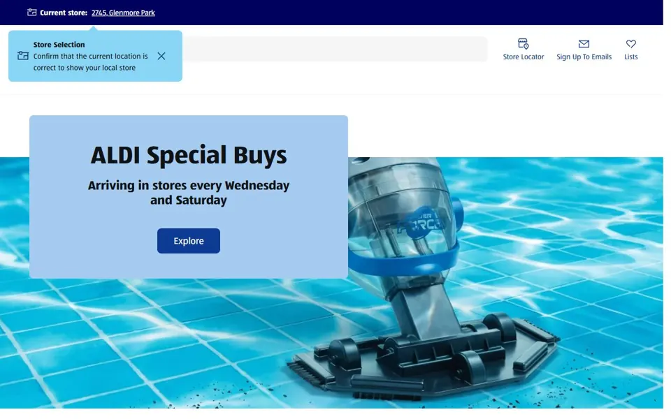 ALDI Australia website screenshot