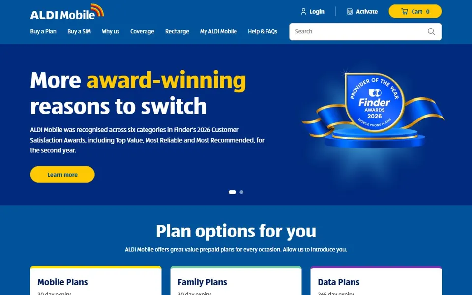 ALDImobile website screenshot