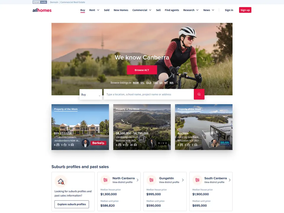 Allhomes website screenshot