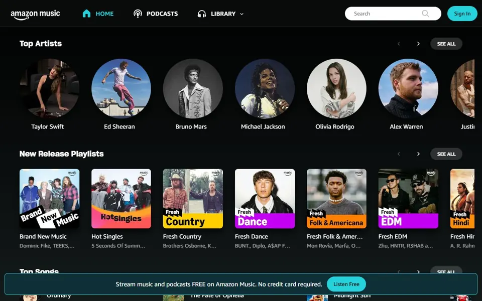 Amazon Music Australia website screenshot
