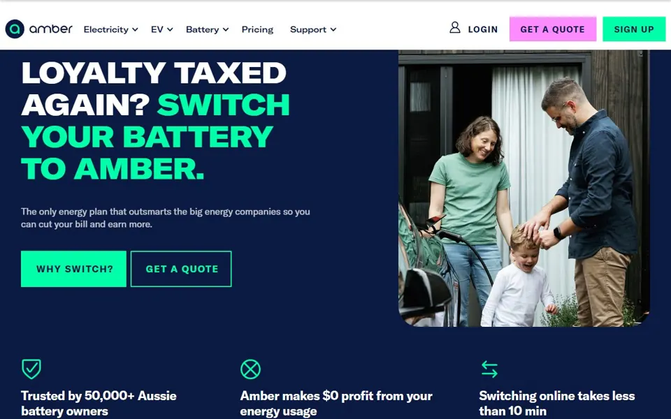Amber Electric website screenshot