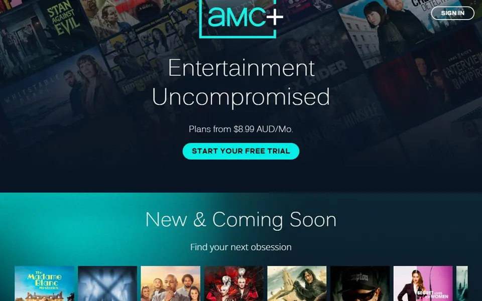 AMC+ Australia website screenshot
