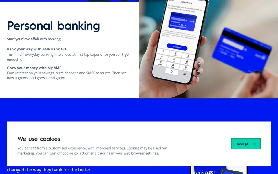 AMP Bank website screenshot