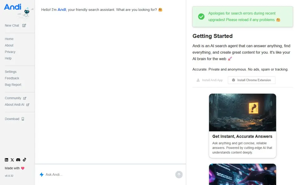 Andi website screenshot