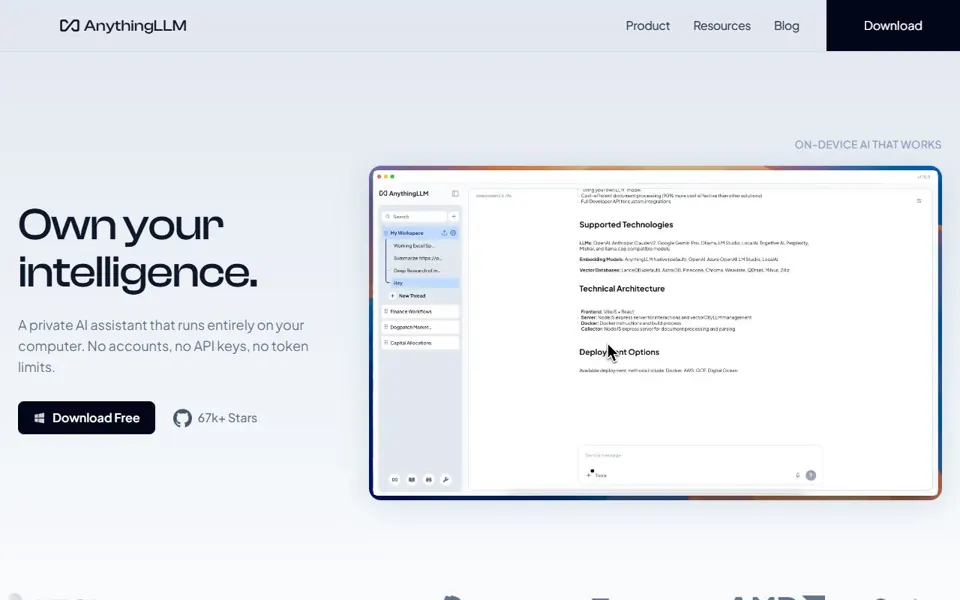 AnythingLLM website screenshot