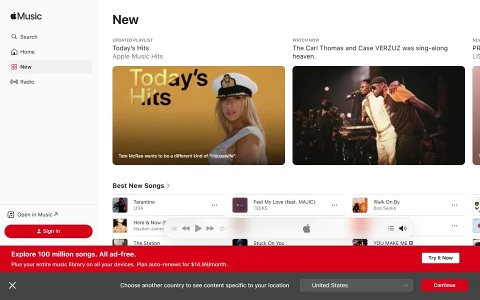 Apple Music website screenshot