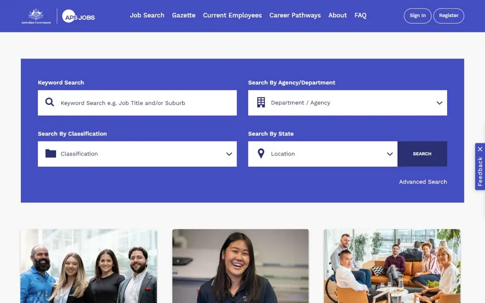 APS Jobs website screenshot