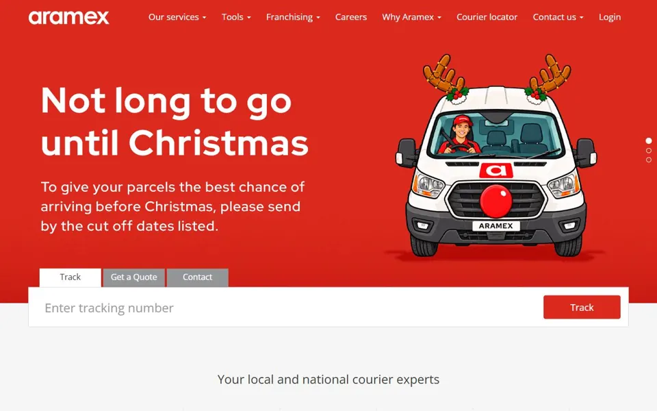 Aramex Australia website screenshot