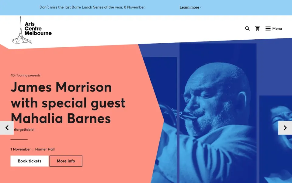 Arts Centre Melbourne website screenshot