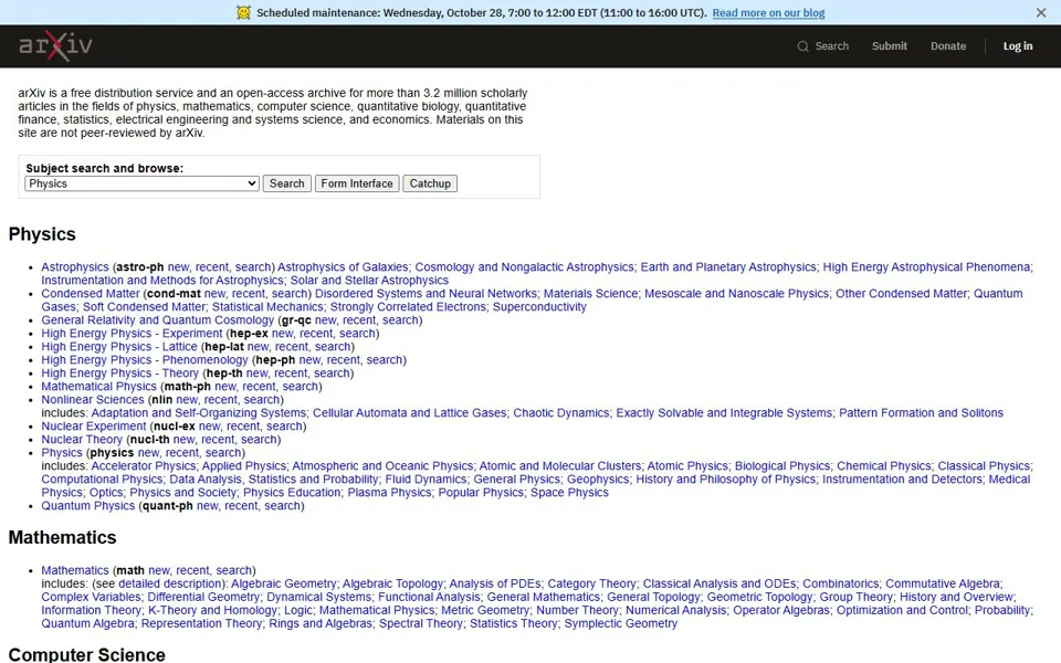 arXiv website screenshot