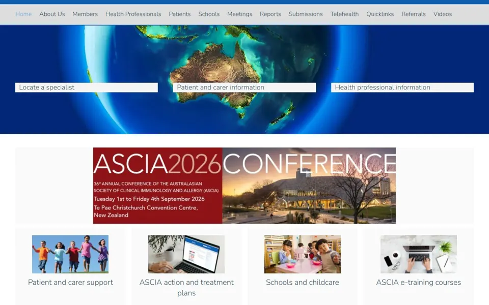 ASCIA website screenshot