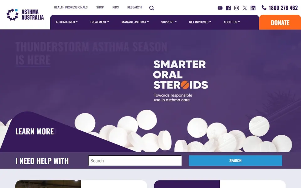 Asthma Australia website screenshot