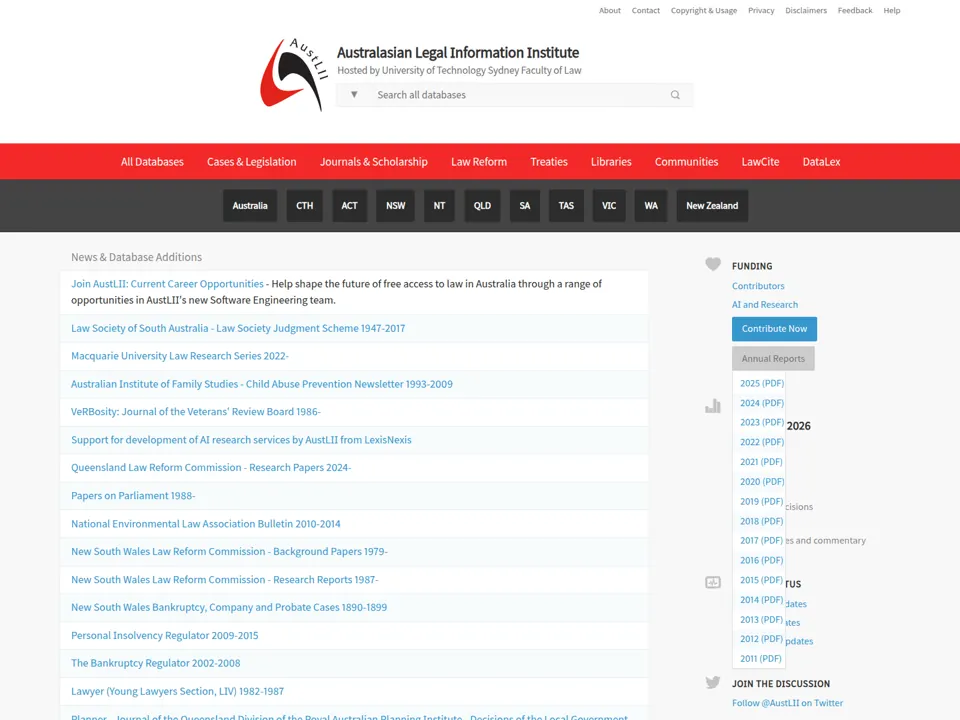 AustLII website screenshot
