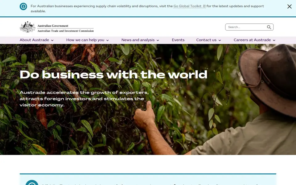 Austrade website screenshot
