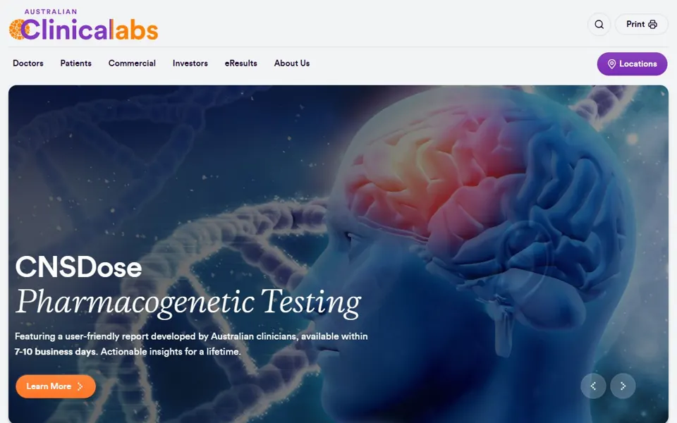 Australian Clinical Labs website screenshot