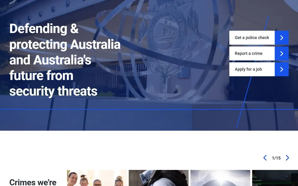 Australian Federal Police website screenshot