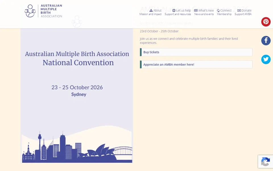 Australian Multiple Birth Association website screenshot
