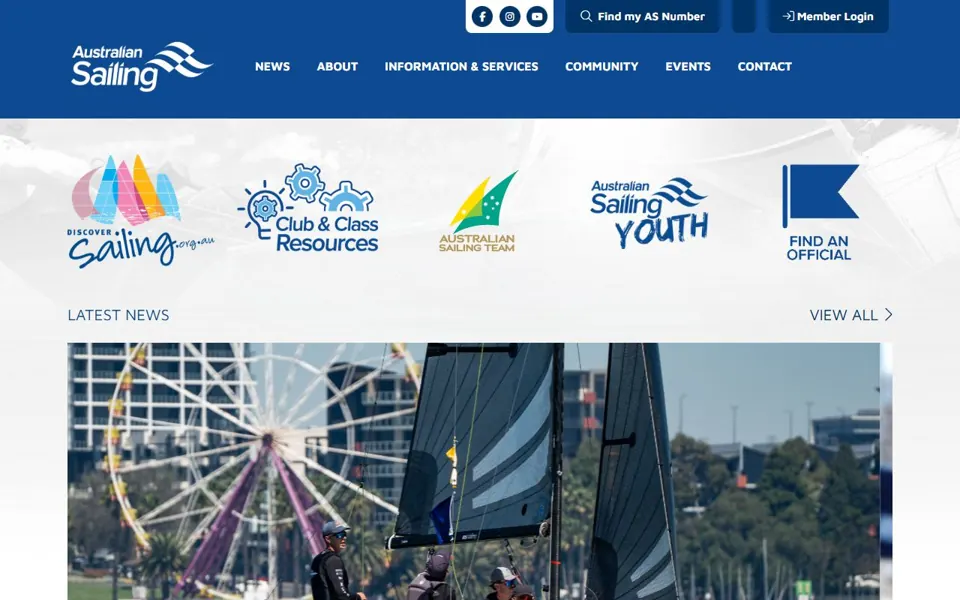 Australian Sailing website screenshot