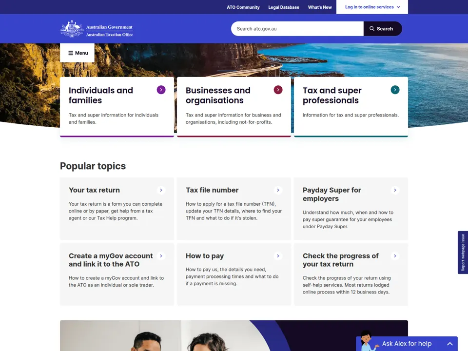 Australian Taxation Office website screenshot