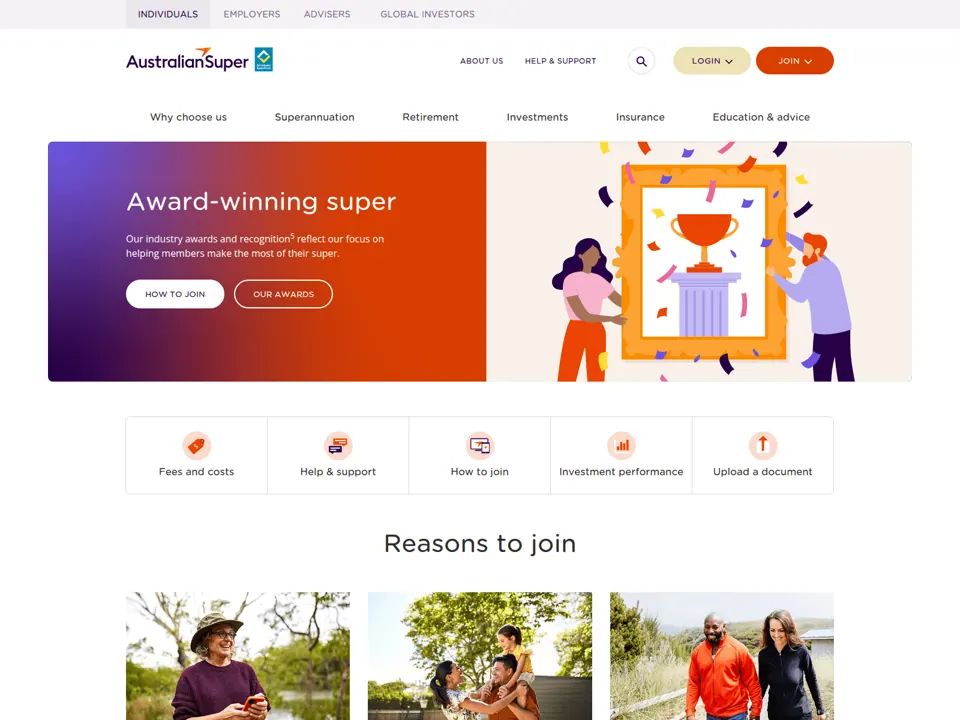 AustralianSuper website screenshot