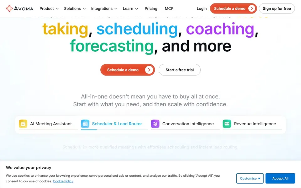 Avoma · Website screenshot