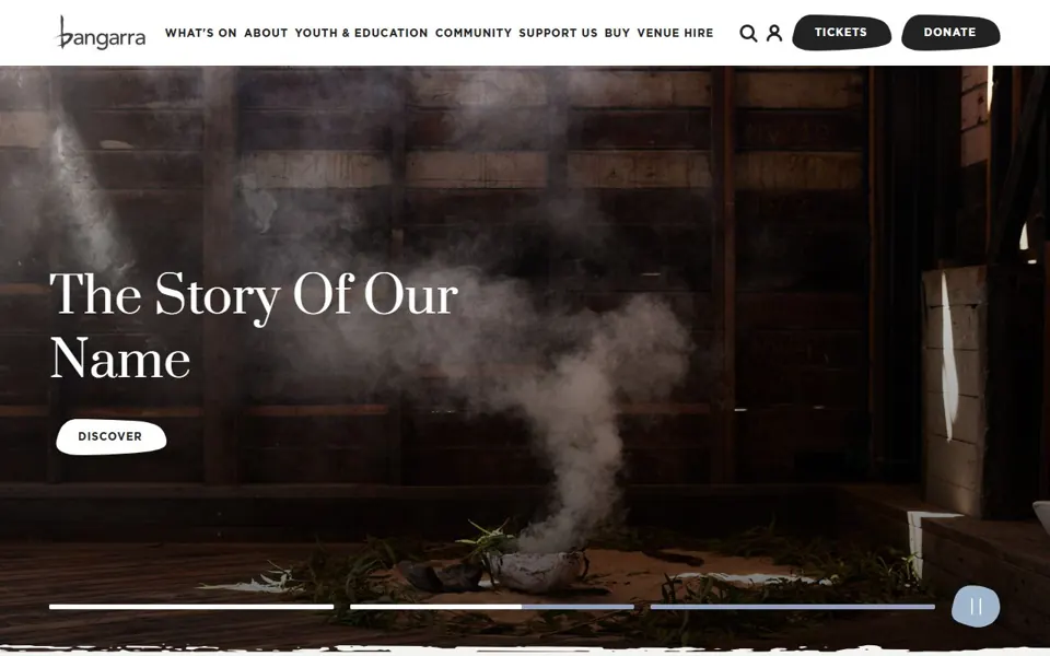 Bangarra Dance Theatre website screenshot
