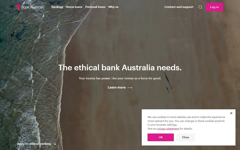 Bank Australia website screenshot