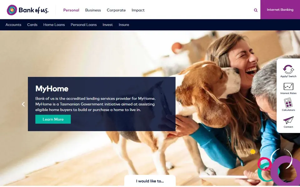 Bank of us website screenshot