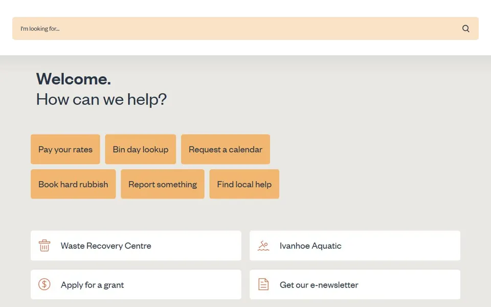 Banyule City Council website screenshot