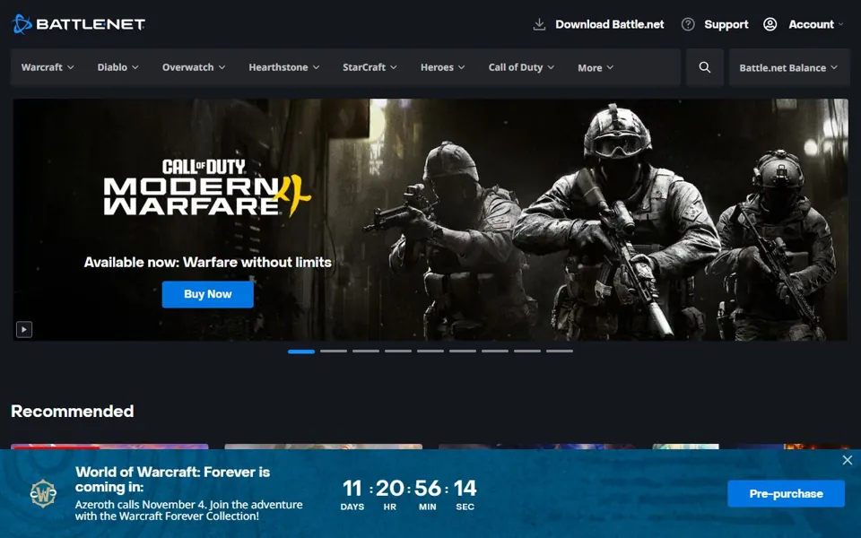 Battle.net website screenshot