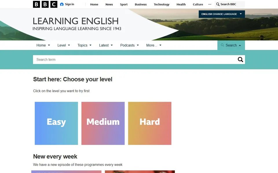 BBC Learning English website screenshot