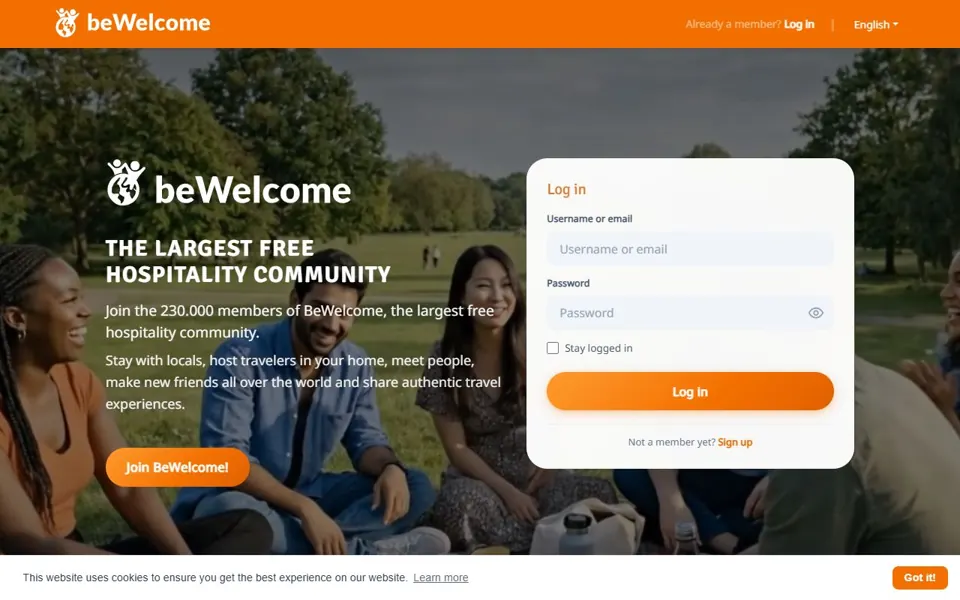 BeWelcome website screenshot