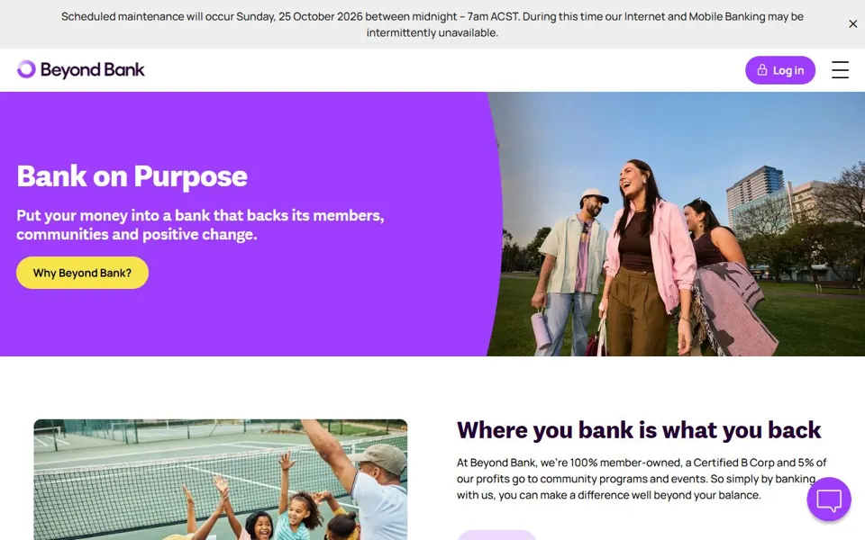 Beyond Bank website screenshot