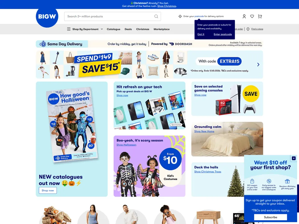 BIG W website screenshot