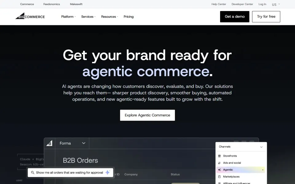 BigCommerce website screenshot