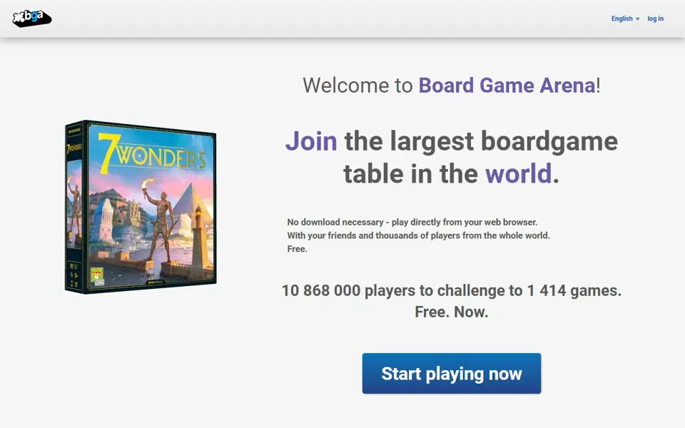 Board Game Arena – Ansicht der Anbieter-Website