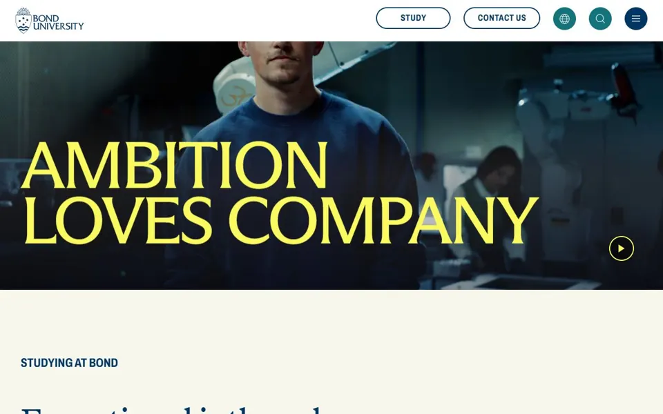 Bond University website screenshot