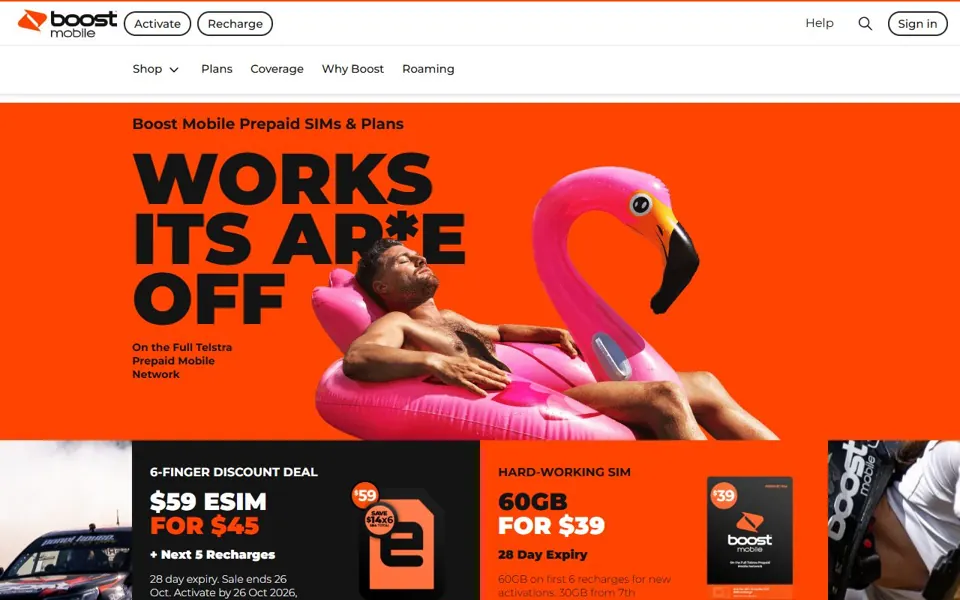 Boost Mobile website screenshot