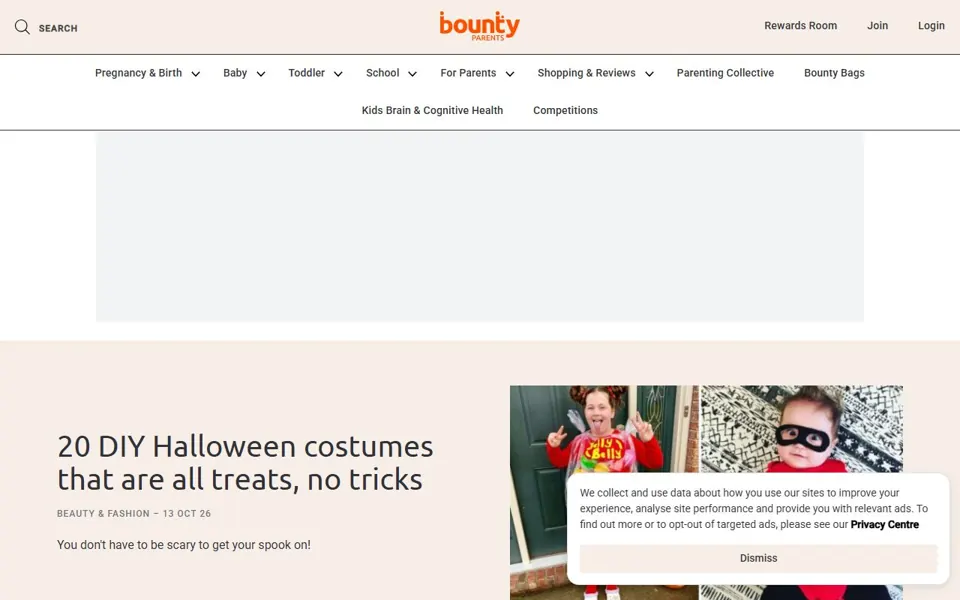 Bounty Parents website screenshot