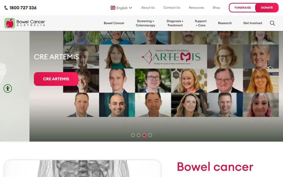 Bowel Cancer Australia website screenshot