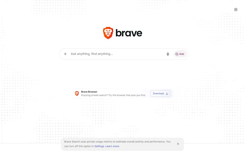 Brave Search website screenshot