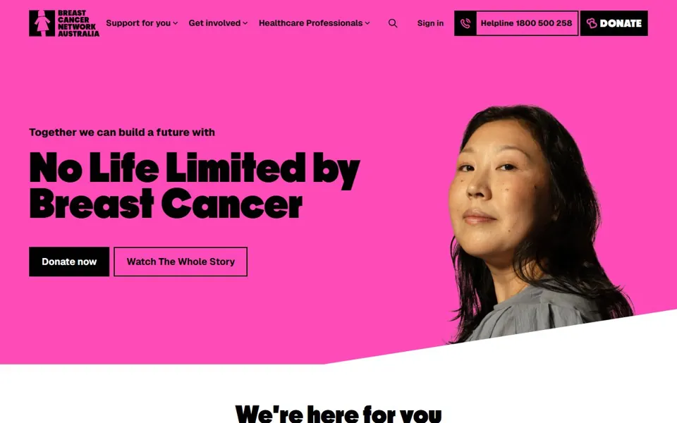 Breast Cancer Network Australia website screenshot