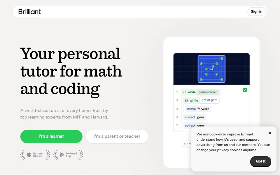 Brilliant website screenshot