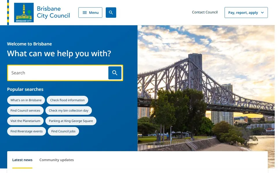 Brisbane City Council website screenshot
